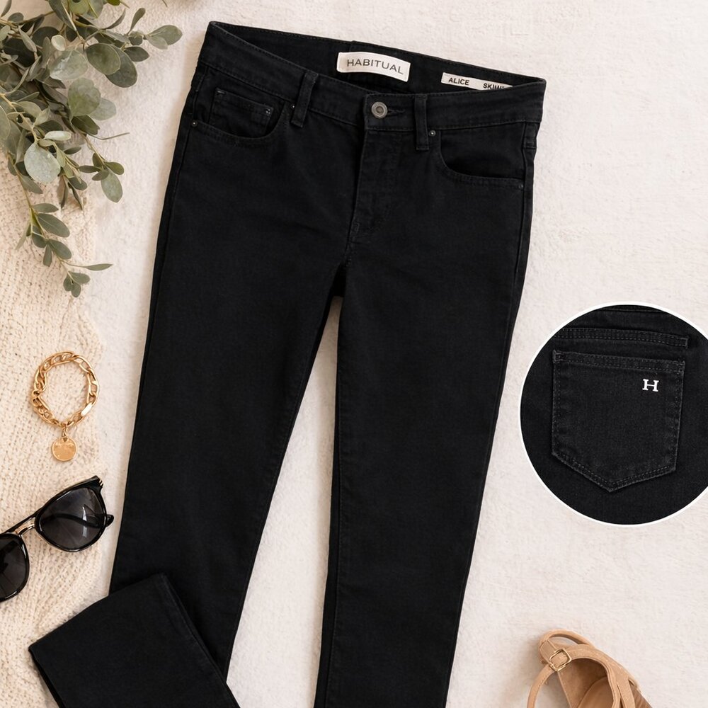 Habitual Alice Skinny Black Jeans Size 26 Stretch Dark Wash Designer Denim